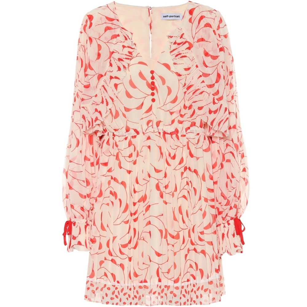 SELF-PORTRAIT Printed chiffon minidress